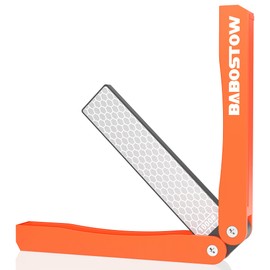 BABOSTOW Diamond Knife Sharpener Tool, 400/1000 Grits Double Sided Diamond Sharpening Stone Tool, Manual Knife Sharpener Tool, Portable Folding Knife Sharpeners for Kitchen and Outdoors - Orange