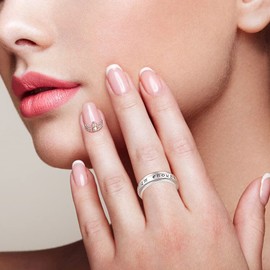 I Am Enough Fidget Anxiety Spinner Ring Sterling Silver Matching Engagement Promise Fidget Rings for Anxiety for Women Men Her Crystal Worry Spun Size 9