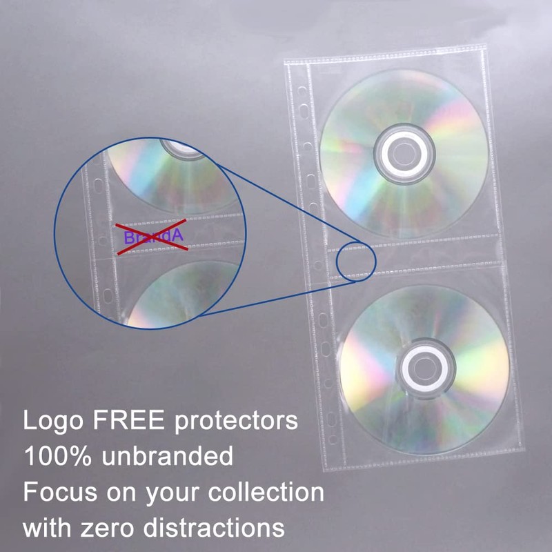 CD Binder Pages for 3-Ring Binders Holds 2 CD per