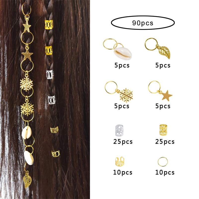 90 Pcs Hair Jewelry for Braids Dreadlocks Beads Braid Hair