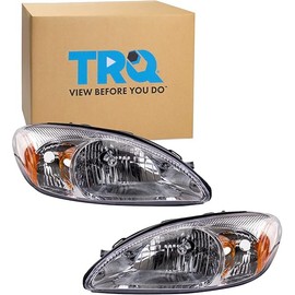 TRQ Headlight Assembly Set Headlights Driver & Passenger Side Halogen Compatible with 2000-2007 Ford Taurus FO2502169 FO2503169