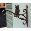 Spring life Cast Iron Ornate Owl Hanging Flower Basket Bracket