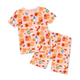 babee Reshinee Bamboo Viscose Toddler Girls Kids Pajama Sets Short Summer Cool Snug fit Sleepwear Pjs 2pcs Set 4-5T