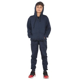 Grunge Wear® Back to School Kids Boys Girls Plain Tracksuit, Child's Pe School Zipper Hoodie Top Bottom Jogging Suit (Navy, 7-8 Years)