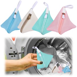 Mesh Laundry Bags, 4 Mini Triangle Wash Bags for Delicates, Small Laundry Bag Set for Washing Machine, Portable Travel Clothing Protection, 12 cm Each in Sage Green, Pink, Sky Blue, Beige
