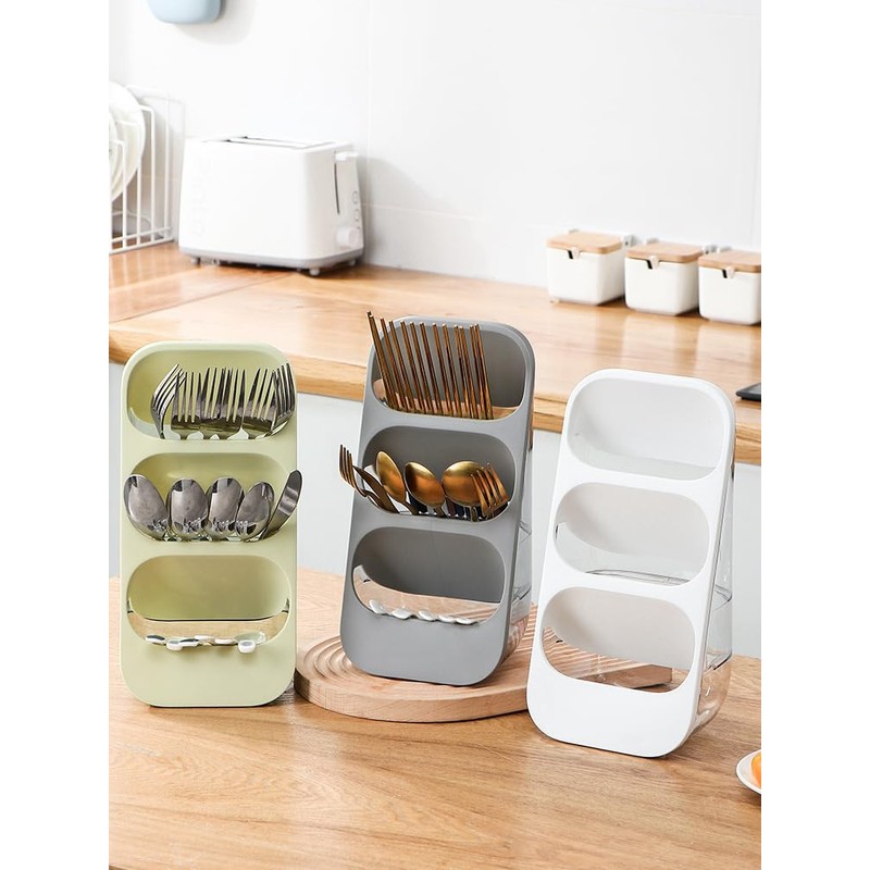 Hosoncovy Countertop Cutlery Drying Holder 3 Tier Cutlery Drainer Tableware