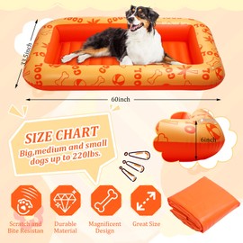 JellyArch Dog Float for Summer Pool 60" x 33. 5" Inflatable Dog Pool Float with Rope and Handle Durable and Foldable Pet Raft Lake Floating Raft for Small Medium Large Dogs, Hold up to 220 Lbs(Orange)