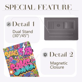 Bemoloon PU Universal Case for 10 Inch Tablet with Vivid Colours and Patterns, Protective Case, Stand, Scratch-Resistant, Compatible with Blackview/Teclast/OSCAL/XGODY, Graffiti 3