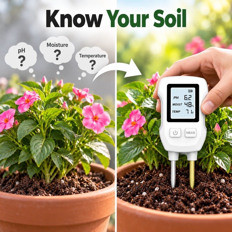 3-in-1 Digital Soil Tester with Backlit Display, pH Moisture &