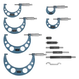 HARFINGTON Outside Micrometer 0-1" 1"-2" 2"-3" 3"-4" 4"-6" Measuring Tool 0.0001" Graduation 6in1 Set with Wood Case