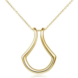 Ring Keeper Necklace - Simple design, holds rings safely for various activities yellow gold - Color: Yellow gold