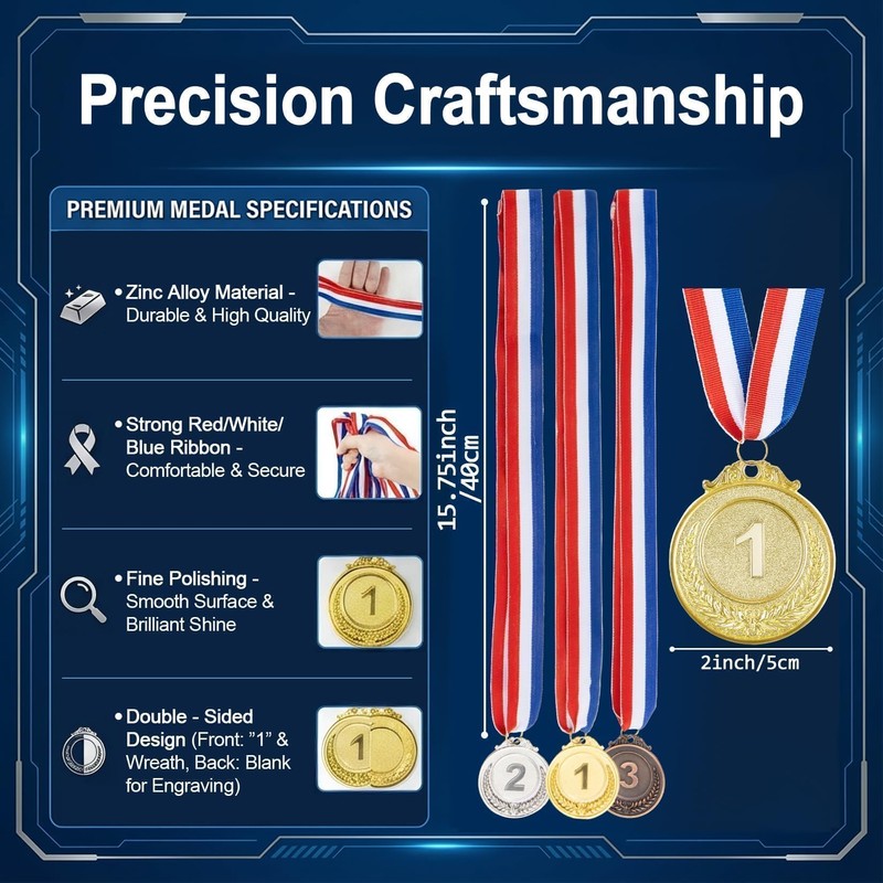 RAINFLOW 9 Pieces Gold Silver Bronze Award Medals - 1st
