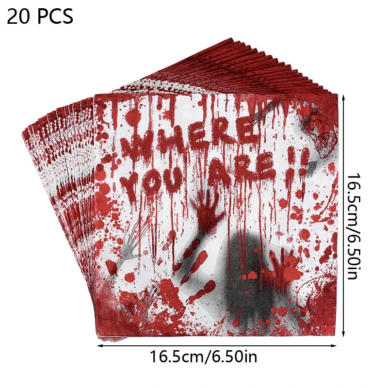 Halloween Disposable Tableware for Horror Parties – Bloody Handprint Paper