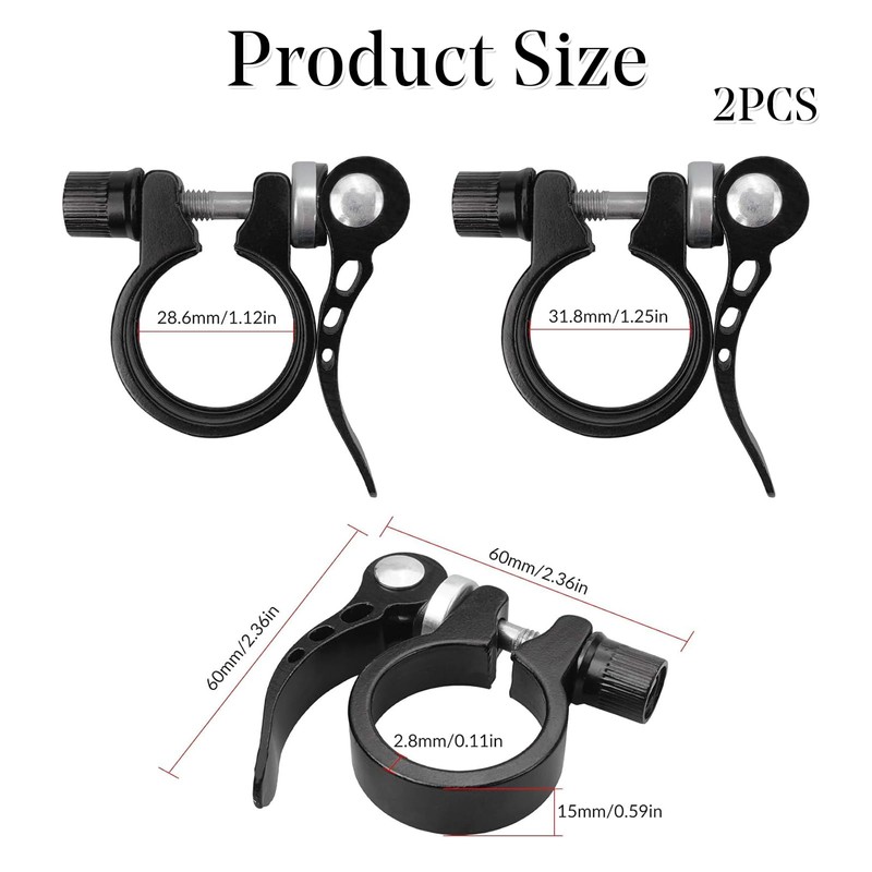 2-Piece Bicycle Seatpost Quick-Release Clamp Set - Aluminum Alloy Saddle
