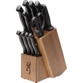 Browning 11pc Black 5Cr13MoV Stainless Fixed Blade Kitchen Knife Set 0536B