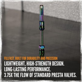 TruTension | FILLFAST Tubeless Valves | for High-Performance, Race, Road & Off-Road Bikes | High-Flow, Anti-Clog Valve | Oil Slick - 80mm