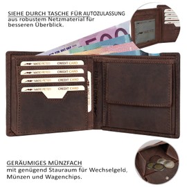MARC PETER Oslo Men's Brown Leather Wallet with RFID Protection, Genuine Leather Wallet, Large, 13 Compartments, Wallet for Men, Wallet Made of Genuine Leather
