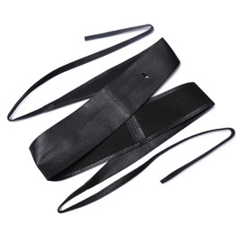 TOP HUNTER Women Faux Leather Obi Style Belt, Retro Lace Up Wide Wrap Waist Belt for Party Casual Fashion, Black