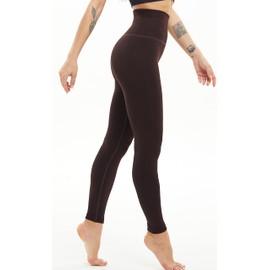 FLINXE Warm Fleece Lined Leggings for Women High Waisted Thick Winter Tights Seamless Tummy Control Thermal Leggings Brown S