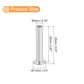 QUARKZMAN Pack of 50 Semi-Hollow Rivets, 4 mm x 22 mm, Aluminium Flat Head, Half Hollow Rivets for Industry, Household Repair, Fixing, Silver