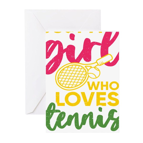 CafePress Tennis Girl Player Loves Tennis Rac Greeting Cards Folded