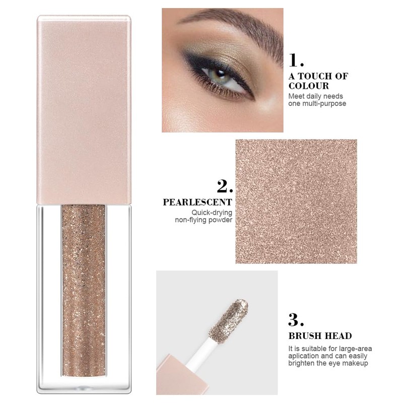 Liquid Glitter Eyeshadow, Diamond Shimmer Eyeshadow, Quick-Dry & Long Lasting