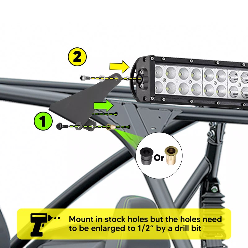 RI Roof Windshield 42'' LED Light Bar Mount Bracket Wire