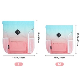 WANDF Drawstring Backpack Sports Gym Bag with Shoes Compartment, Water-Resistant String Backpack Cinch for Women Men (Small,Red-Green Gradient)