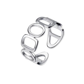 QueenBee 925 Silver Adjustable – Elegant Hypoallergenic Jewelry for Women, Non-Tarnish Asymmetric Statement Hollow Ring, Minimalist Stacking Design, Smooth Finish, Gift for Birthday, Mother’s Day, Holiday Jewelry