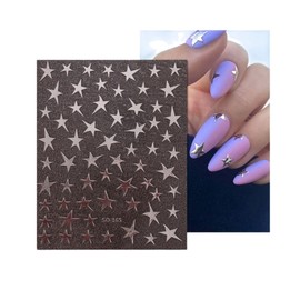 Irregular Stars Nail Stickers Irregular Stars Self Adhesive Nail Decal So165 Silver Nail Wraps Art Stickers Manicure Supplies for Women for Home Nails Full Long Lasting Easy Apply and Remove