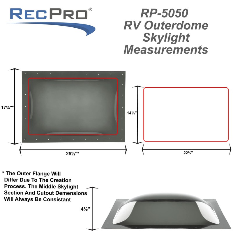 RecPro RV Skylight Outer Dome | 14" x 22" Universal
