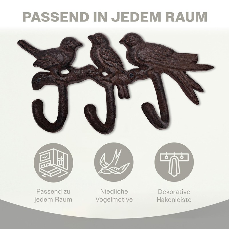 your castle Decorative Wall Hook with Bird Motif, Cast Iron,