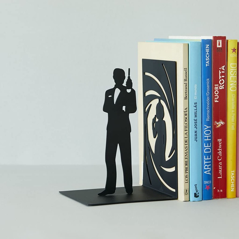 Balvi - Secret Agent decorative metal bookend in black colour. Original design