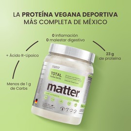 Matter Total Sport Proteína Vegana Sacha Inchi y Chícharo Sabor Matcha, con Probióticos, Enzimas Digestivas Biocore y BCAAs, Apoyo al Rendimiento y Recuperación Muscular, Bote con 700 g