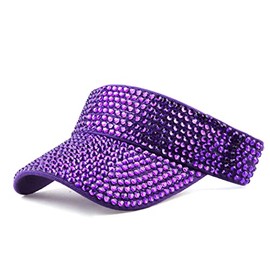 Gudessly Shiny Rhinestones Sport Sun Visor Adjustable Summer Cap Visor Caps for Women Men, Violet, 6 7/8-7 1/2