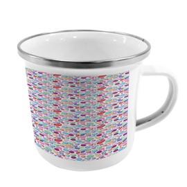 Ambesonne Diamonds Steel Camping Mug, Digitally Composed Illustration of Many Shapes of Colorful Stones Feminine Pattern, Printed Thermal Cup for Camping and Outdoor Activities, Multicolor