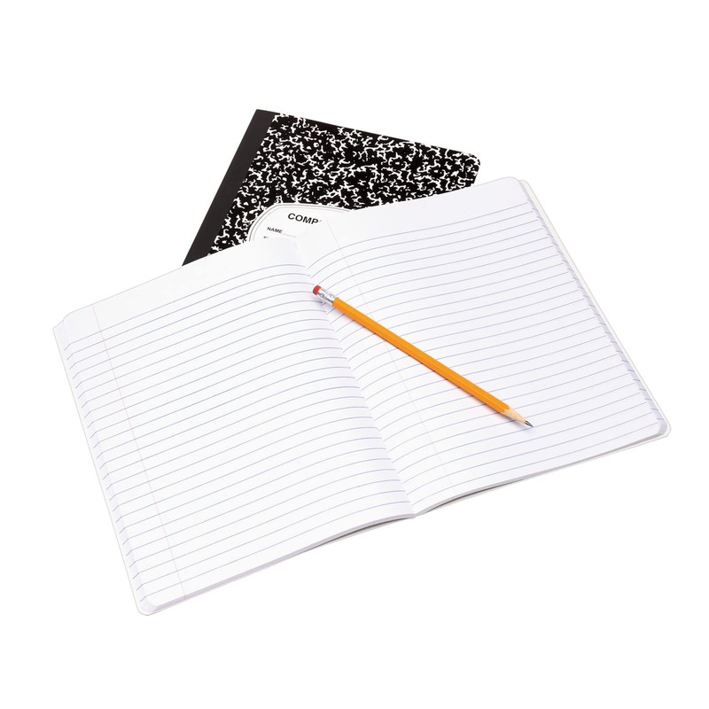 EPI Wide Ruled Black Marble Composition Notebook, 100 Sheet, 3-Pack