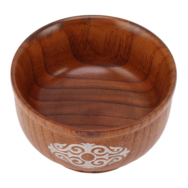 Wooden Rice Bowl Jujube Wood Anti Scald Exquisite Elegant Round