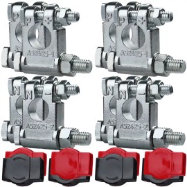 LotFancy 8 PACK Top Post Battery Terminal Connectors End Positive and Negative W/ Covers