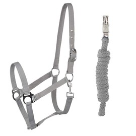 PFIFF 102931 Halter and Rope Set, Plastic Halter Lead Rope, Grey Pony