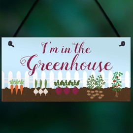 Red Ocean Im In The Greenhouse Sign Hanging Wall Door Plaque Garden Shed Summerhouse Sign Gift For Him Her Friendship Gift