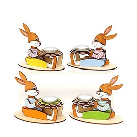 Sitting Gnome House Collection Easter Bunny Figurines with Tea Light Holder 12 * 8 * 14 cm Set of 4