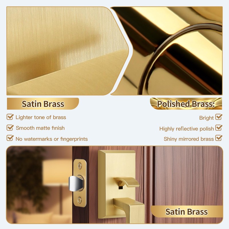 LOQRON Brushed Gold Front Door Handleset Heavy Duty Gold Door
