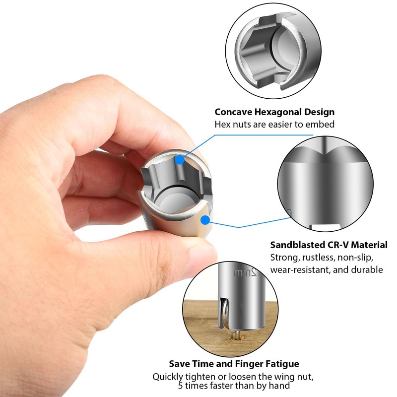 SUNJOYCO 3PCS Power Wing Nut Driver Set, 1/4" Hex Shank