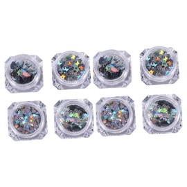 Healeved 8pcs Cartoon Nail Sequins Nail Art Stickers Butterfly Five-pointed Star Decorative Accessories for Creative Manicure