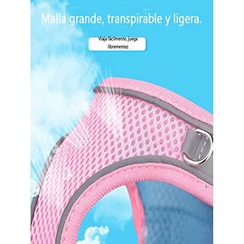 Pechera Arnés Transpirable Cómodo con Correa para Perro Gato,con Tira Reflectante (Rosa-Azul, XS)