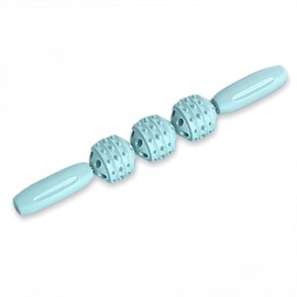 Sport Massageroller, Muscle Stick Roller Stick, Massageroller mit 3 Bällen, Beinmassagegerät Massageroller-Yoga-Zubehör, Rollmassage für Muskelkater, mit Handgriffe für Beine Nacken Rücken, Blau