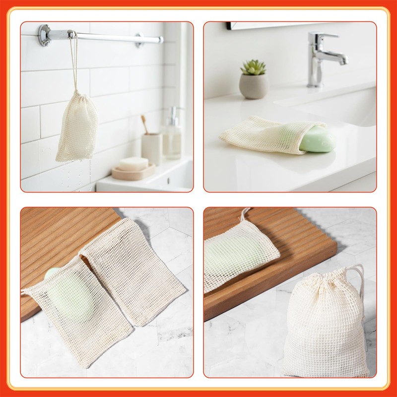 10 Pcs Soap Bags, Exfoliating Soap Saver Bags with Drawstring