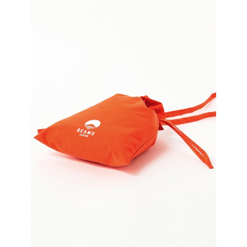 Beams Japan Campus Bag Logo Drawstring Shoulder Bag, orange