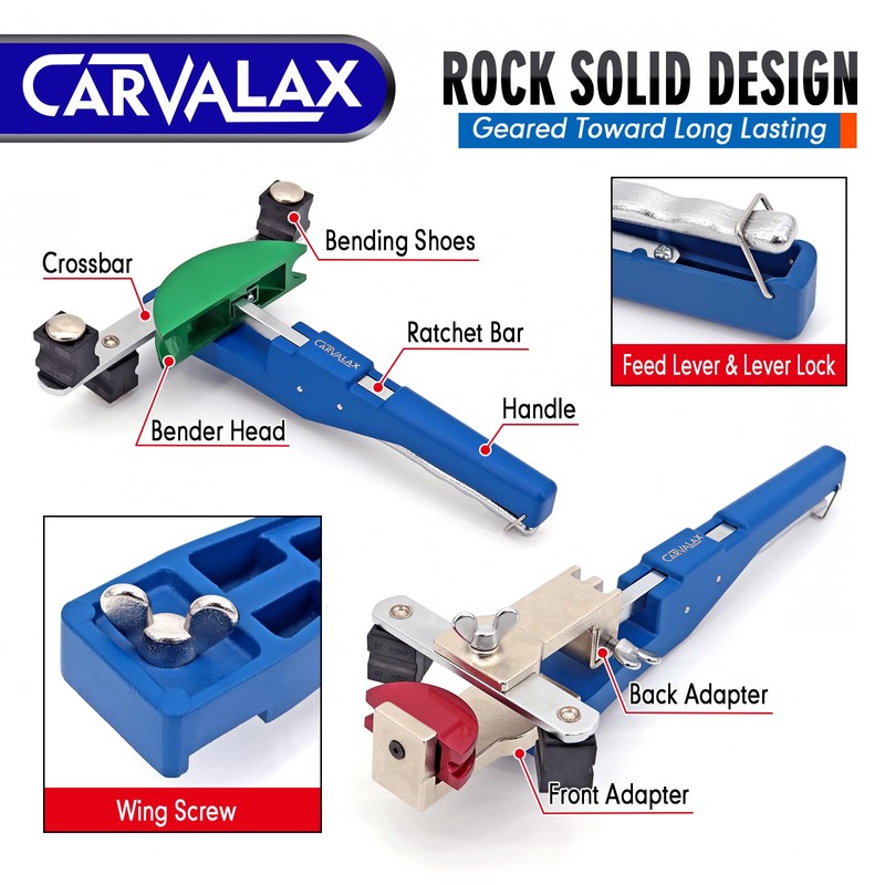 CARVALAX 90° Ratcheting Tube Bender Kit - 7 Color-Coded Aluminum